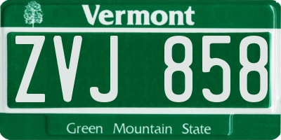 VT license plate ZVJ858