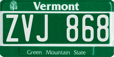 VT license plate ZVJ868