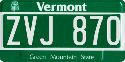 VT license plate ZVJ870