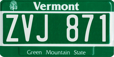 VT license plate ZVJ871