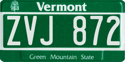 VT license plate ZVJ872