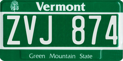 VT license plate ZVJ874