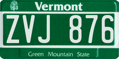 VT license plate ZVJ876