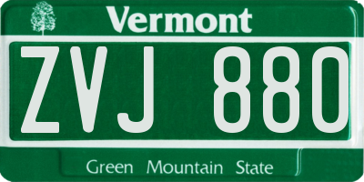 VT license plate ZVJ880