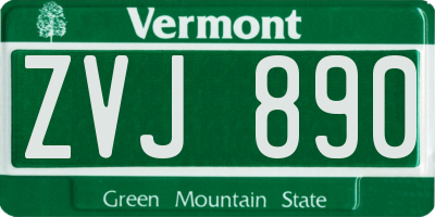 VT license plate ZVJ890
