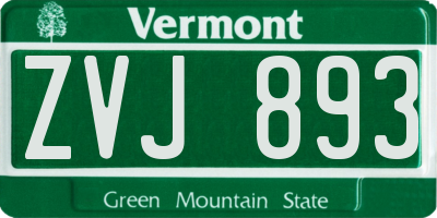 VT license plate ZVJ893