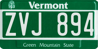 VT license plate ZVJ894