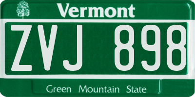 VT license plate ZVJ898