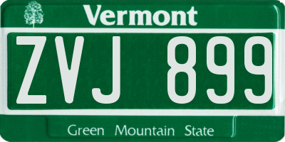 VT license plate ZVJ899