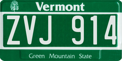 VT license plate ZVJ914