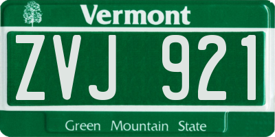 VT license plate ZVJ921