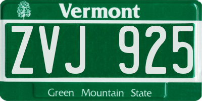 VT license plate ZVJ925