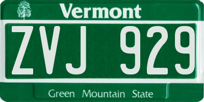 VT license plate ZVJ929