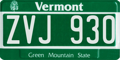 VT license plate ZVJ930