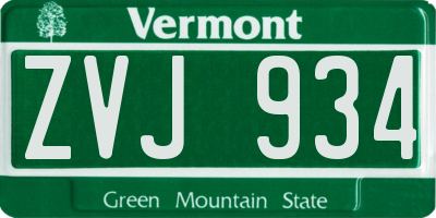 VT license plate ZVJ934