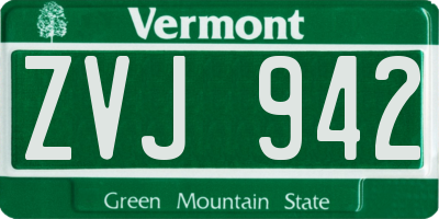 VT license plate ZVJ942