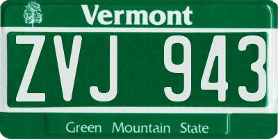 VT license plate ZVJ943