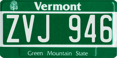 VT license plate ZVJ946