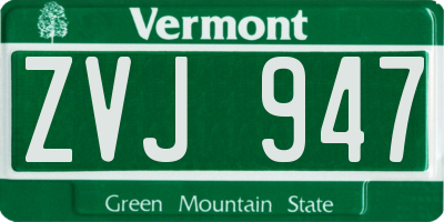 VT license plate ZVJ947