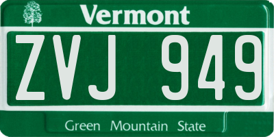 VT license plate ZVJ949