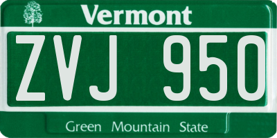 VT license plate ZVJ950