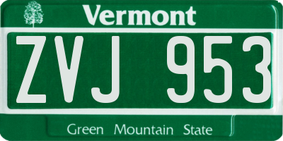 VT license plate ZVJ953