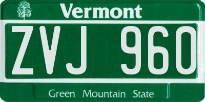 VT license plate ZVJ960