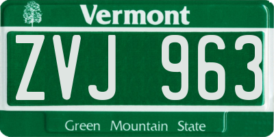 VT license plate ZVJ963