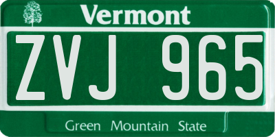 VT license plate ZVJ965