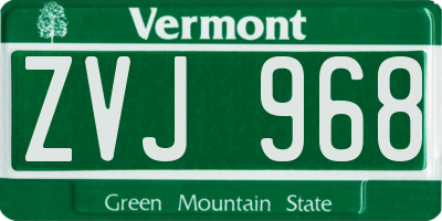 VT license plate ZVJ968