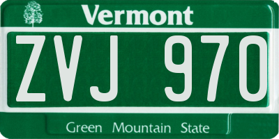 VT license plate ZVJ970