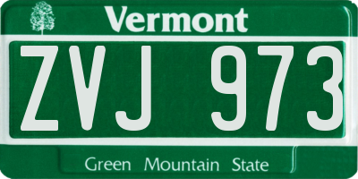 VT license plate ZVJ973