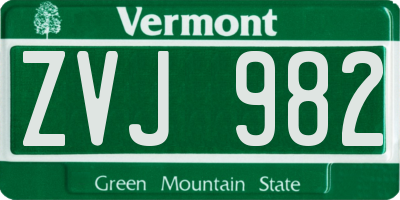 VT license plate ZVJ982