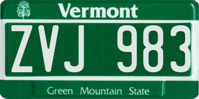 VT license plate ZVJ983