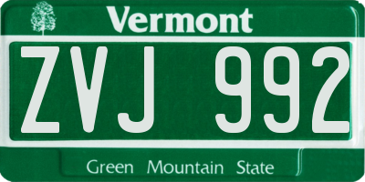 VT license plate ZVJ992