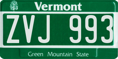 VT license plate ZVJ993