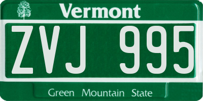 VT license plate ZVJ995