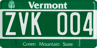 VT license plate ZVK004