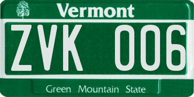 VT license plate ZVK006