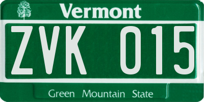 VT license plate ZVK015