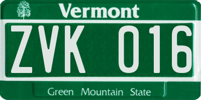 VT license plate ZVK016