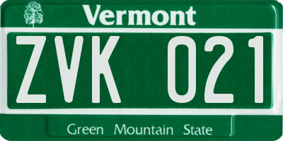 VT license plate ZVK021