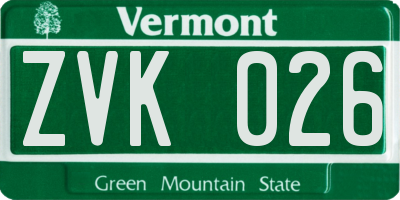 VT license plate ZVK026