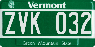 VT license plate ZVK032