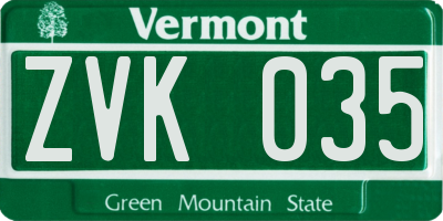 VT license plate ZVK035