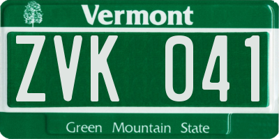 VT license plate ZVK041