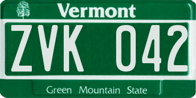 VT license plate ZVK042