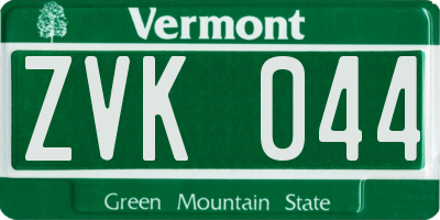 VT license plate ZVK044