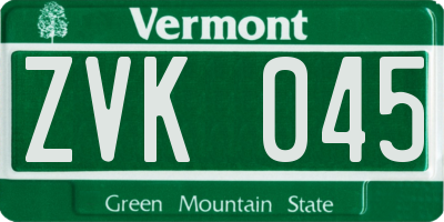 VT license plate ZVK045