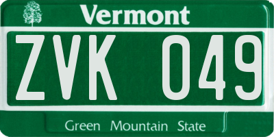VT license plate ZVK049